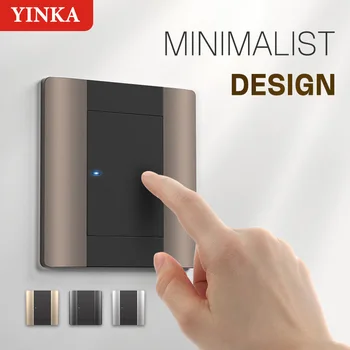 YINKA Panoul de Plastic de Origine Auto-resetare Întrerupător de Lumină în Două culori Despicare 1 2 3 4 Gasca /1 2 Mod de Indicator LED 220v 86mm*86mm