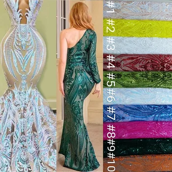 12 culori (5yards/pc) Minunat brodate partidul African tul dantela bling bling paiete franceză net dantela pentru rochie FYY018