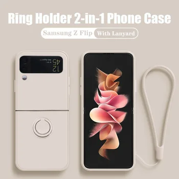 Pentru Samsung Galaxy Z Flip4 Z Flip 4 3 Flip3 Moda Inel Titular Caz de Telefon pentru Samsung Z Flip3 Curea Silicon rezistent la Șocuri Acoperi