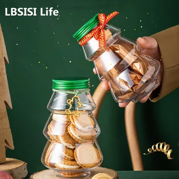 LBSISI Viața 6pcs Pom de Crăciun Gustare Borcan Pentru Bomboane Cookie Ciocolata Ambalaj Cutie Favoarea Petrecere de Anul Nou Cadou Transparent Decor