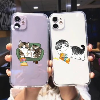 Desene animate minunat Pisici Model Animal Telefon Caz Pentru iPhone 13 14 Pro MAX 11 12 XS X XR 8 7Plus Clar Silicon Moale Capacul Coque