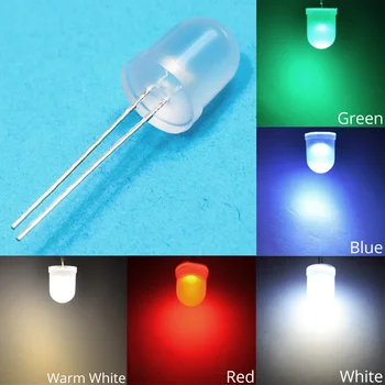 50pcs Alb Roșu Verde Albastru Galben 10mm Lampă Diode Ultra Luminos Apa Limpede Difuză 8000MCD 1.9~3.4 V Diode Emitatoare de Lumina DIY