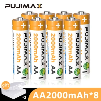 PUJIMAX 8pcs Baterii AA Reîncărcabile 2A 2000mAh 1.2 V AA Baterie de Înaltă Titularul de Până La 1200 de Cicluri Pentru Lanterna Jucarii