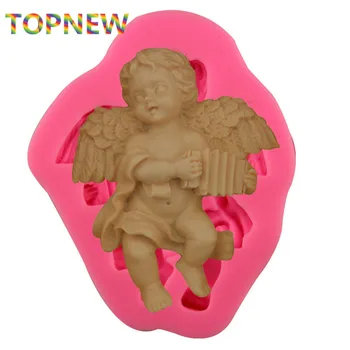 Înger minunat Băiat Cu Acordeon Forma 3D Silicon Tort Mucegai Tort Fondant Instrumente Pentru Cupcake