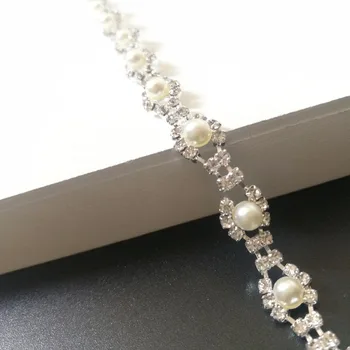 20CM Lungime Stras Lanț de Perle de Cristal Lanț Coase Pe Ornamente Rochie de Mireasa Costum Aplicatiile