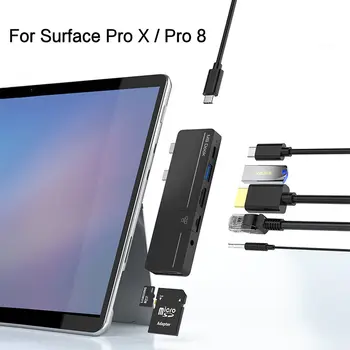 HUWEI USB C HUB Pentru Microsoft Surface Pro 8 Pro X Pro8 ProX Adaptor Docking Multi Port Hub USB 3.0 la HDMI 4K RJ45 PD Splitter