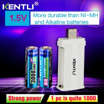 2 buc KENTLI 1.5 v 3000mWh Li-polymer li-ion reîncărcabilă litiu baterie AA baterii + 2slots punctul nr.: CU57 încărcător