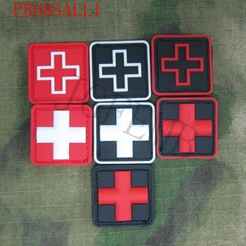 2 bucati de 2,5 cm Crucea Roșie tactic 3D medical PVC patch-uri Insigne soft shell în aer liber