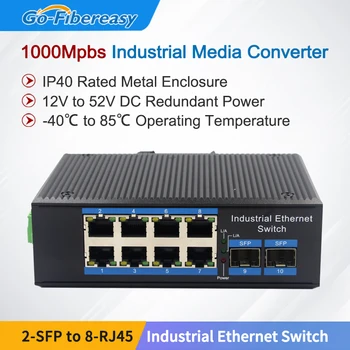 8Port Gigabit Ethernet L2+ Managed Switch PoE Industrial Suport IEEE802.1ad Q-in-Q VLAN Stivuire Robust IP40 de Aluminiu Comutator