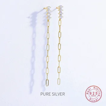 SALUT OMULE Argint 925 Placat cu Aur de 14K Placat cu Lanț Tassel Cercei Stud pentru Femei de Înaltă Calitate de Partid de Bijuterii Cadou