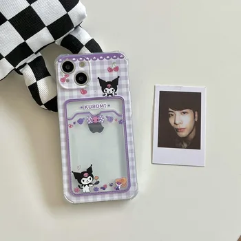 IPhone Caz Kuromi Melodia Mea Sanrio Cinnamoroll Serie Spate Card de Caz Obiectiv All-inclusive Telefon Simplu Caz Poate Deține Fotografii