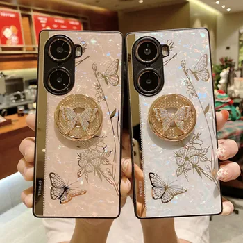 De lux Stras Moda Fluture 3D Cazul în care Telefonul Pentru Huawei Huawei P40 P50 Pro Mate 30 40 Nova 7 8 9 Pro Cu Inel de Acoperire Titular