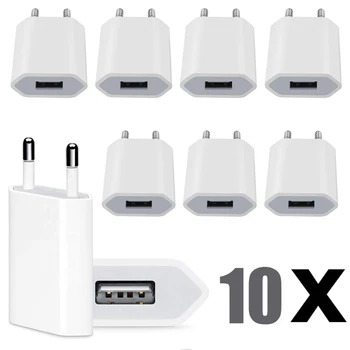 10 Buc/Lot USB Încărcător de Perete Adaptor de 5V1A UE Plug Singur Port USB Soclu Compatibil Cu Telefonul pentru iPhone 7/6S/6S Plus/6, Plus