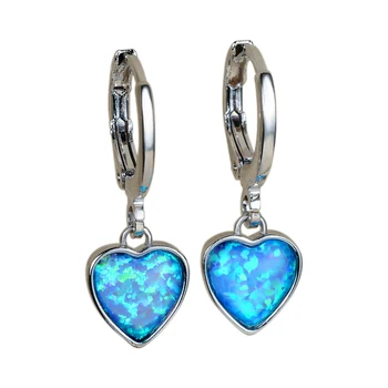 Moda Pandantiv Inima Hoop Cercei Boemia Declarație de Nunta Accesorii Bijuterii Drăguț Imitatie Opal Albastru Cercei pentru Femei