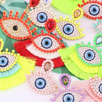 Sehuoran Colorate Ochii Pendientes Tassel Cercei Pentru Femeile Nunta Handmade Cercei cu Margele de Boemia Declarație Cercel Cadou pentru