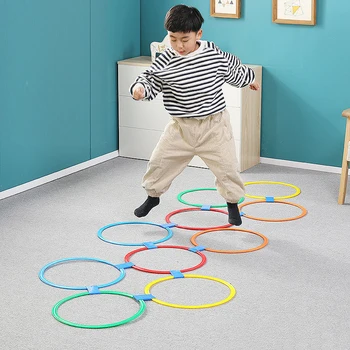 În aer liber, Copii, Amuzant Antrenament Fizic Jucării de Sport Zăbrele Sari Set Inel de Joc cu 10 Cercuri de 10 Conectori pentru Parc de Joaca Fete Baieti 0