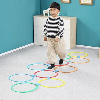 În aer liber, Copii, Amuzant Antrenament Fizic Jucării de Sport Zăbrele Sari Set Inel de Joc cu 10 Cercuri de 10 Conectori pentru Parc de Joaca Fete Baieti 1