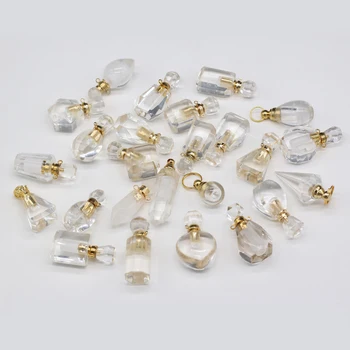 Naturale Piatră Semiprețioasă Sticla de Parfum Clar QuartzPendantCharms pentru a Face Bijuterii DIY Colier Accesorii Conector