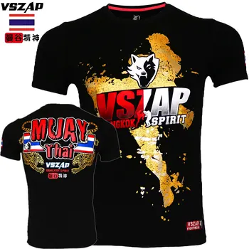 VSZAP Rashguard Muay Thai pentru Bărbați T-Shirt pentru MMA cu Mânecă Scurtă de Fitness Lupta Purta Arte Martiale, Lupte de Box Tee Shirt S-4XL