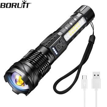 BORUiT A76 Zoom Lanterna LED-uri 7-Modul de Tip C Reincarcabila cu Zoom Lanterna Impermeabil Vanatoare Camping Felinar Portabil 0