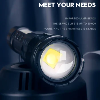 BORUiT A76 Zoom Lanterna LED-uri 7-Modul de Tip C Reincarcabila cu Zoom Lanterna Impermeabil Vanatoare Camping Felinar Portabil 1