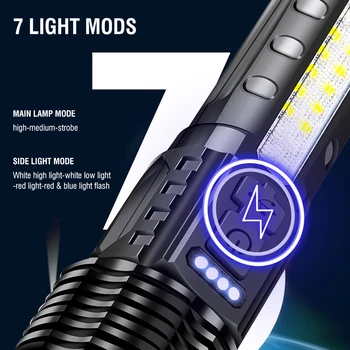 BORUiT A76 Zoom Lanterna LED-uri 7-Modul de Tip C Reincarcabila cu Zoom Lanterna Impermeabil Vanatoare Camping Felinar Portabil 2