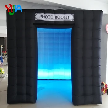 O Ușă 2,5 m Cub Gonflabile Photo Booth Fundal cu LED-uri Benzi de Lumini jos Pentru Petrecere ,Nunta, Evenimente de Promovare