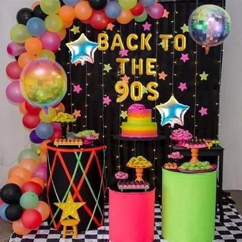 Înapoi la ' 90 Decoratiuni partid 90 Balon Banner petrecere Neon Intoarcere Rock and Roll Foto Recuzită 90 Petrecerea de Ziua lui Consumabile 4