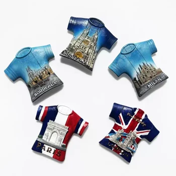 Creative tricou Paris, Londra, Milano Bordeaux Turistice Magneți de Frigider Decorarea Articolelor de Artizanat Magnetic de Frigider