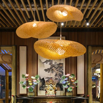 Retro Bambus Țesut Candelabru Agățat Lampă LED Lampă de Plafon Droplight Corpuri de Restaurant, Camera de zi de Decorare Dormitor 0