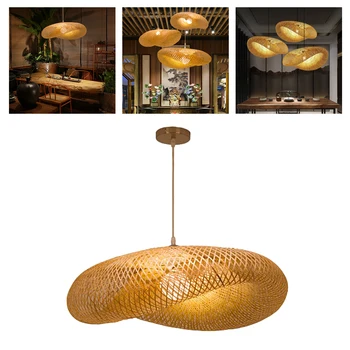 Retro Bambus Țesut Candelabru Agățat Lampă LED Lampă de Plafon Droplight Corpuri de Restaurant, Camera de zi de Decorare Dormitor 2