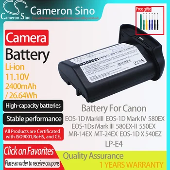 CameronSino Baterie pentru Canon EOS-1D MarkIII EOS-1D Mark IV 580EX II MR-14EX MT-24EX EOS-1D X, dedicat Canon LP-E4 aparat de fotografiat baterie