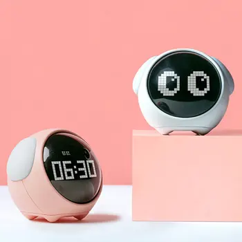 Xiaomi Expresie Drăguț Ceas cu Alarmă Snooze Copil Copii Digitale, Ceasuri de Alarmă, Control Vocal Reîncărcabilă Noptiera LED Lumini de Noapte 1