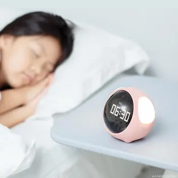 Xiaomi Expresie Drăguț Ceas cu Alarmă Snooze Copil Copii Digitale, Ceasuri de Alarmă, Control Vocal Reîncărcabilă Noptiera LED Lumini de Noapte 4