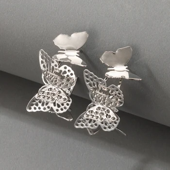docona 3 Stil Boem Argint Fluture de Culoare Hoop Cercei pentru Femei Farmece Geometrie Inima Tubulare de Metal Aliaj de Bijuterii серьги