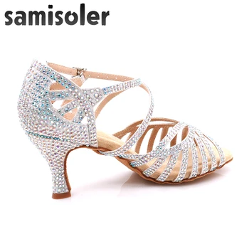 Samisoler rochie pantofi pentru femeie Pantofi de Dans latino Femei Satin Salsa Dans Pantofi Pentru Femeie Tango, Jazz dansurile de Bal pantofi femei 1