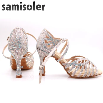 Samisoler rochie pantofi pentru femeie Pantofi de Dans latino Femei Satin Salsa Dans Pantofi Pentru Femeie Tango, Jazz dansurile de Bal pantofi femei 3