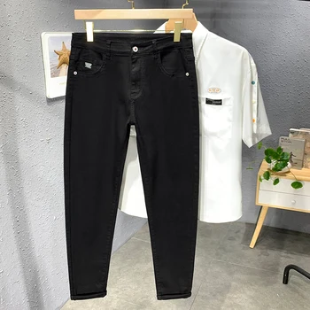 2022 Toamnă Nouă Bărbați Alb Negru Blugi Drepte se potrivesc Subțire de Moda Casual Bumbac Elastic Pantaloni sex Masculin Streetwear Pantaloni Denim 2