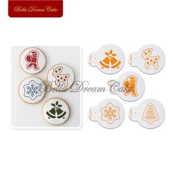 5pcs Cookie-uri Stencil Set de Crăciun Serie de Cafea de Design Șabloane Șablon Tort de Decorare Instrumente Biscuiți Tort Mucegai Bakeware