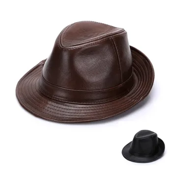Adult 100% Piele naturala Pălărie pentru Bărbați Pălării piele de Vacă Pălării Britanic Domnilor Panama Pălărie de Moda Capac Cadou de Anul Nou B-7144