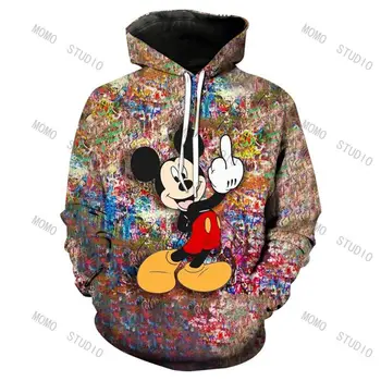 Subțire Moda Disney Mickey Anime Hanorace Estetice Haine de Piele-friendly Tesatura Om Jachete Femei, Doi Bărbați Streetwear Y2k