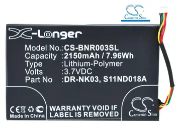 Cameron Sino Baterie de 2150mAh DR-NK03, MLP305787, S11ND018A pentru Barnes & Noble BNRV300,BNTV350,Nook Simple Touch, Simplă Atingere 6