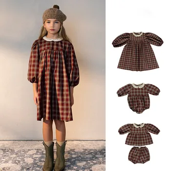 EnkeliBB BO Copii Moda Pliad Rochii Stil Vintage de Înaltă Calitate pentru Copii Rochie cu Maneci Lungi Pentru Toamna și Iarna Elegante