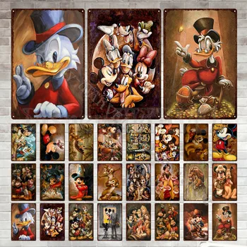 Disney Vintage Din Metal Semne Mickey Mouse, Donald Duck Tin Placa De Metal Autocolante De Perete Stil Retro Tin Poster Peștera Decor Acasă