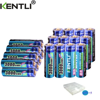 KENTLI AA aa 1.5 v 3000mWh polimer litiu baterii reîncărcabile li-ion baterie + 4 sloturi de litiu aa încărcător