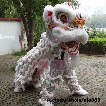 Leu Mascota Costum De Dans De Performanță De Artă Populară Chineză Doi Adulți Cu Blană Costum Pentru Petrecerea De Carnaval De Halloween Costum De Crăciun Ad 0