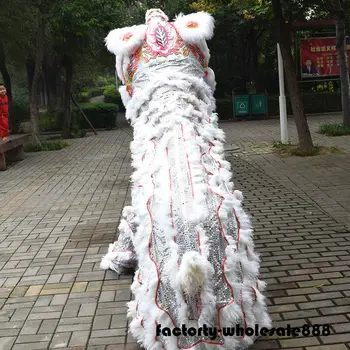 Leu Mascota Costum De Dans De Performanță De Artă Populară Chineză Doi Adulți Cu Blană Costum Pentru Petrecerea De Carnaval De Halloween Costum De Crăciun Ad 1