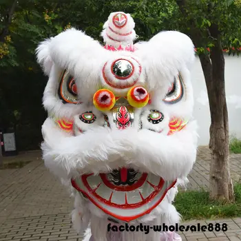 Leu Mascota Costum De Dans De Performanță De Artă Populară Chineză Doi Adulți Cu Blană Costum Pentru Petrecerea De Carnaval De Halloween Costum De Crăciun Ad 2