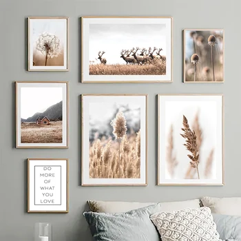 Reed Papadie Paie Animal Antilope Peisaj Artă Panza De Imprimare Imagine Poster De Perete Camera De Zi Mobilier De Dormitor Decor