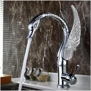 Vidric Nou de lux de înaltă tehnologie, artă sculptate baie chrome terminat swan robinet chiuveta robinet bazin cald și rece, toaletă robinet